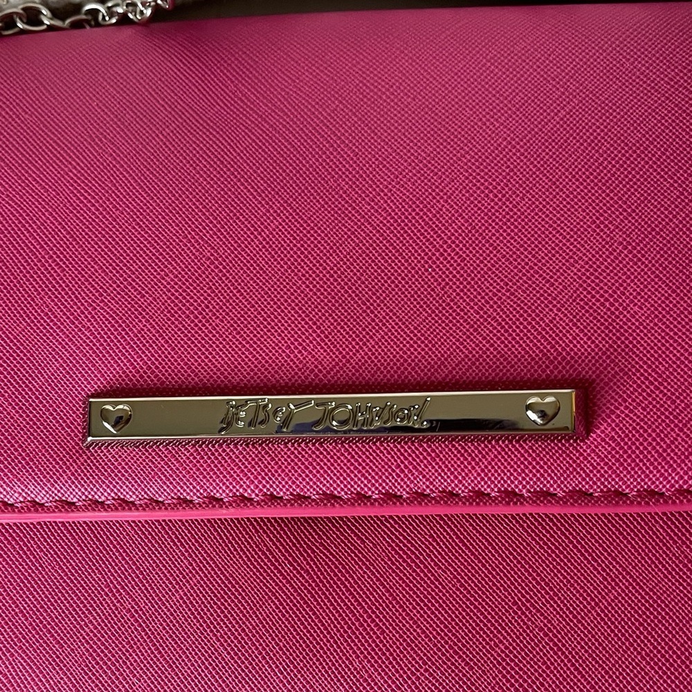 Betsey Johnson Vibrant Pink Crossbody Bag with Silver Chain by Betsey Johnson - Picture 2 of 8